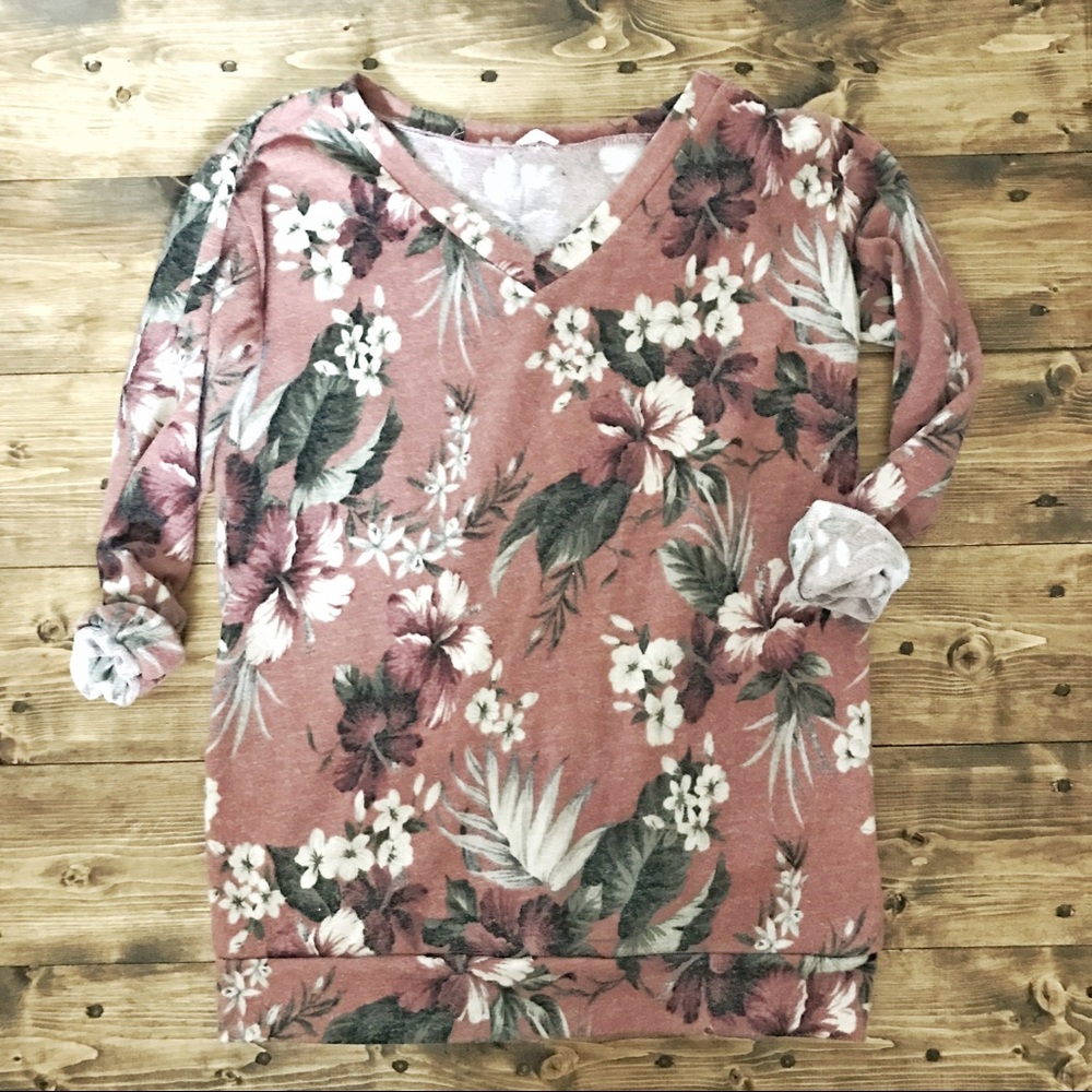 Pink Blush Mauve Flora Sweater